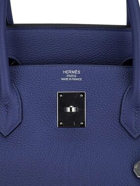 H Birkin 25 suede Doblis nubuck deer blue tie semi-handmade PHW bleu nuit